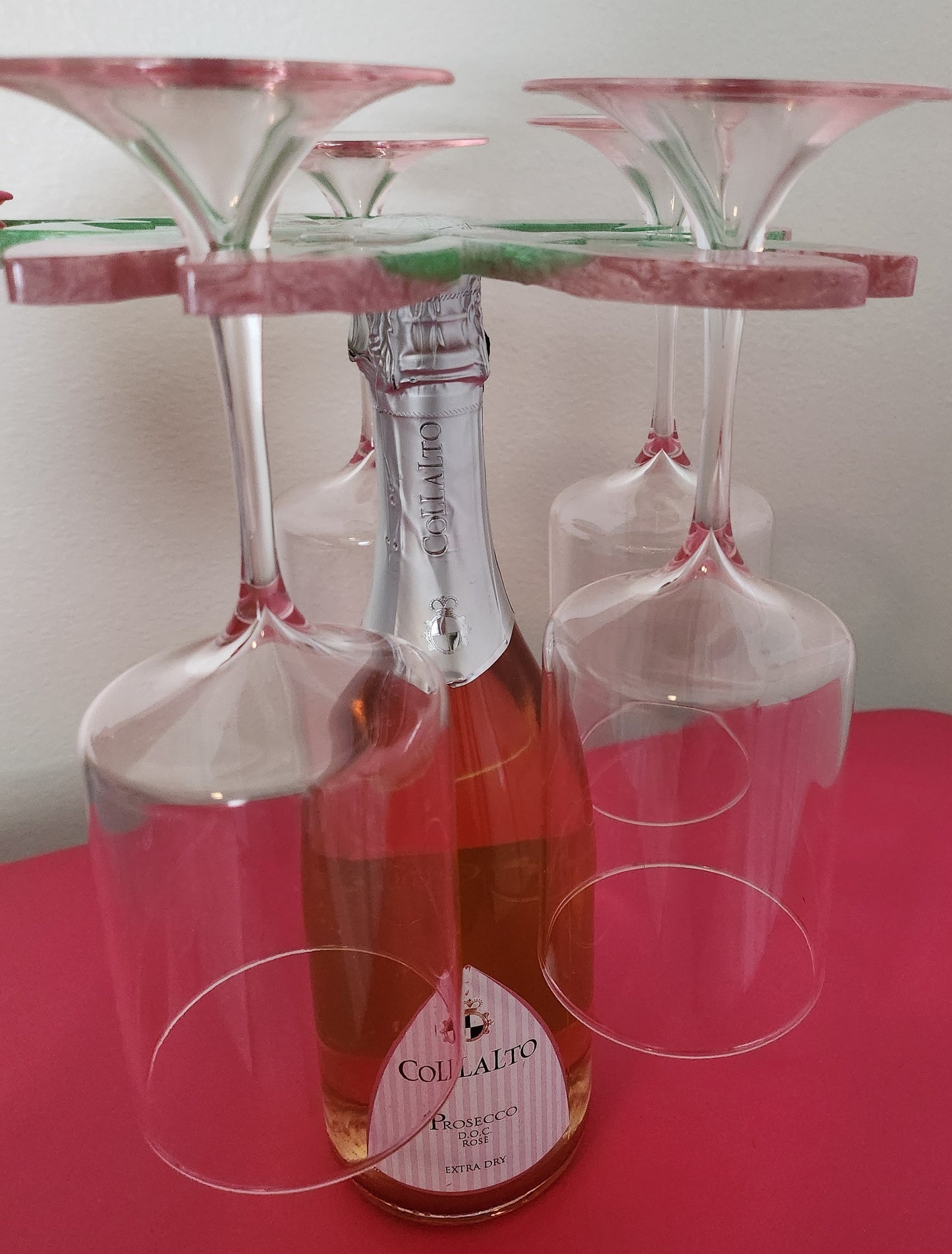 Floral 5 Wine Glass Holder Over Bottle